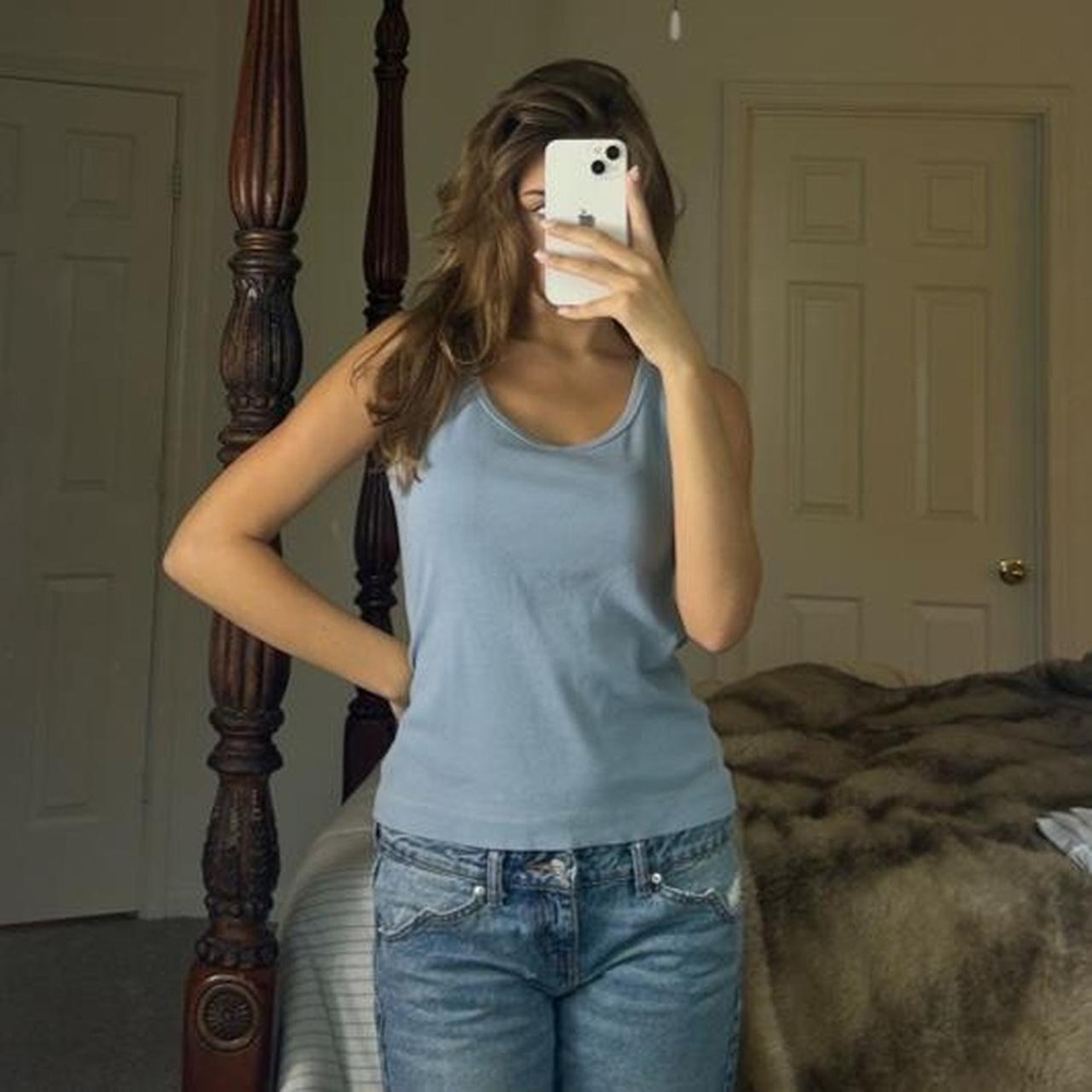 vintage Eddie Bauer light blue scoop neck tank top